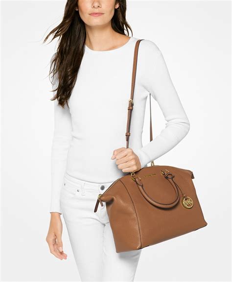 michael kors pearl grey large riley|MICHAEL Michael Kors Riley Large Satchel .